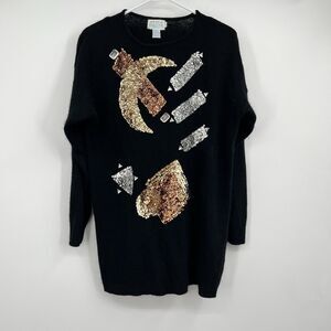 Womens VTG Extra Energy By De Rotchild Sequin Sweater Art Heavy Knit Retro 80’s